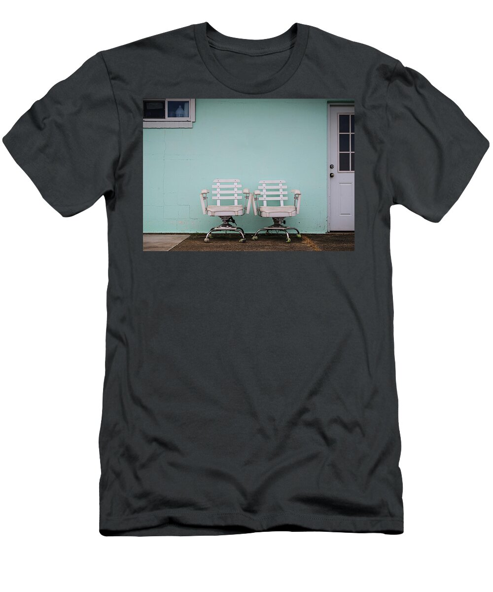 Fishing T-Shirt featuring the photograph Two White Chairs by Steve Stanger