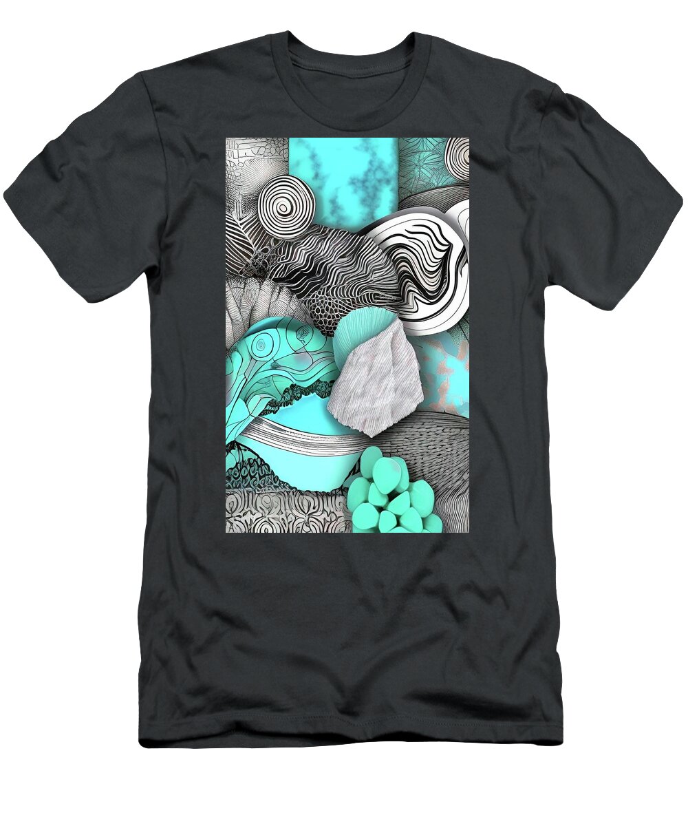 Aqua T-Shirt featuring the digital art Undersea Garden II by Bonnie Bruno
