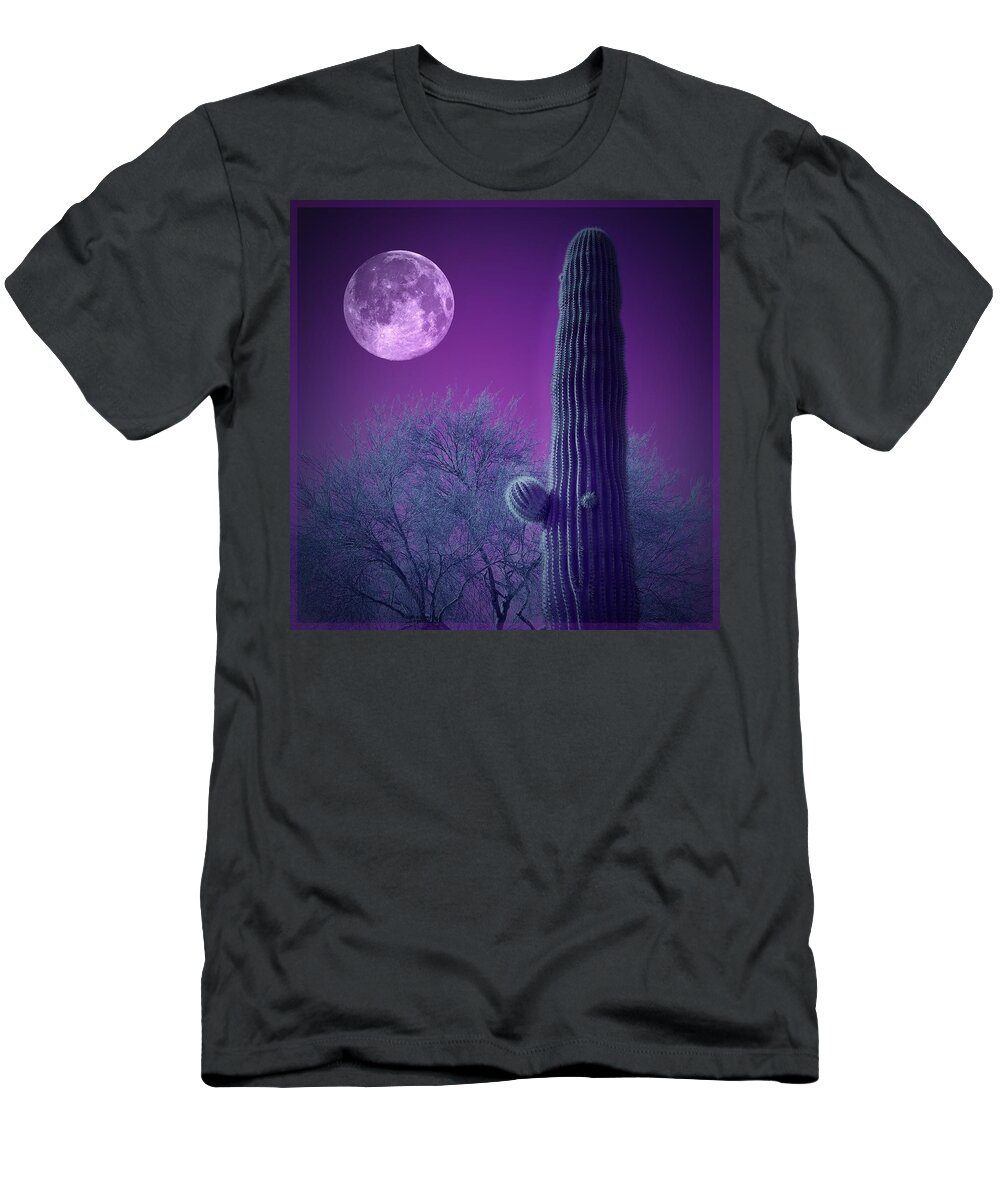 Moon T-Shirt featuring the photograph Under the Purple Moon by Barbara Zahno