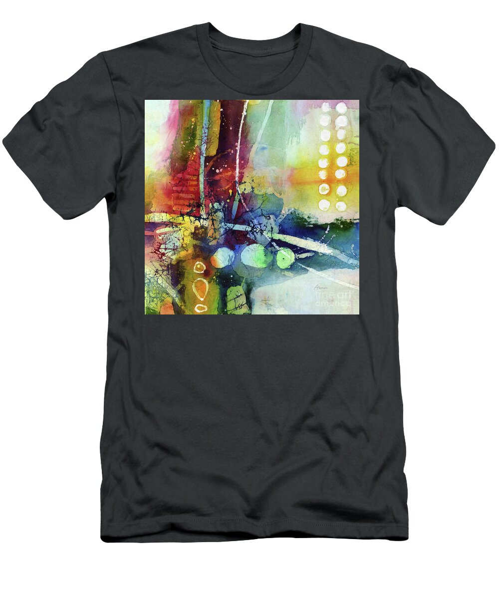 Abstract T-Shirt featuring the painting Under the Surface - Blue by Hailey E Herrera