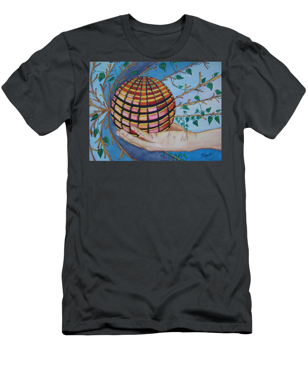 Universe T-Shirt featuring the painting Universe of secrets by Jleopold Jleopold