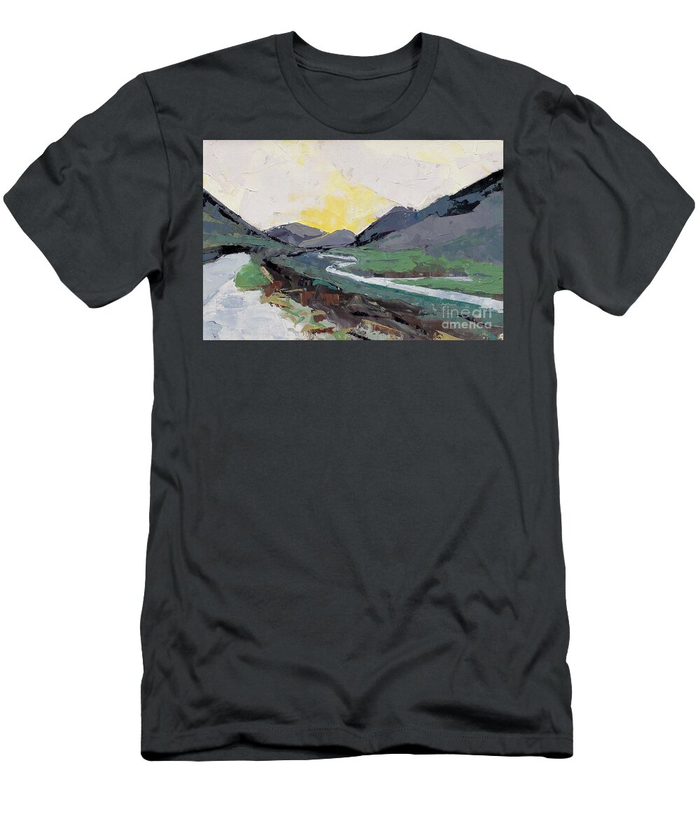 Oil Painting T-Shirt featuring the painting Upland Sunrise, 2015 by PJ Kirk