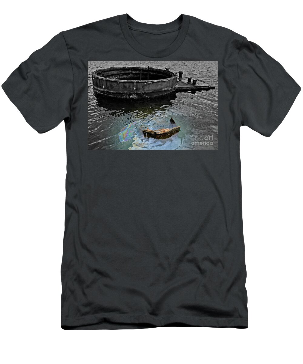 Uss Arizona T-Shirt featuring the photograph USS Arizona Oil Spill by Ron Long