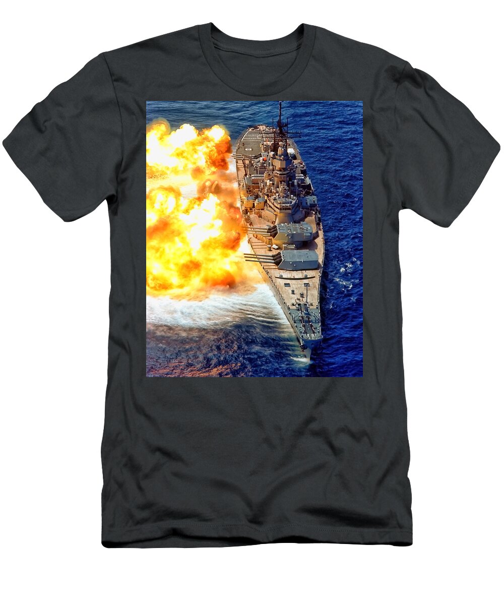 Uss Dwight D. Eisenhower T-Shirt featuring the photograph USS Iowa by US Navy
