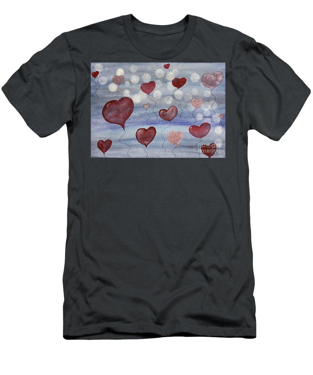Valentines Day T-Shirt featuring the painting Valentine's Day in Seattle by Lisa Neuman