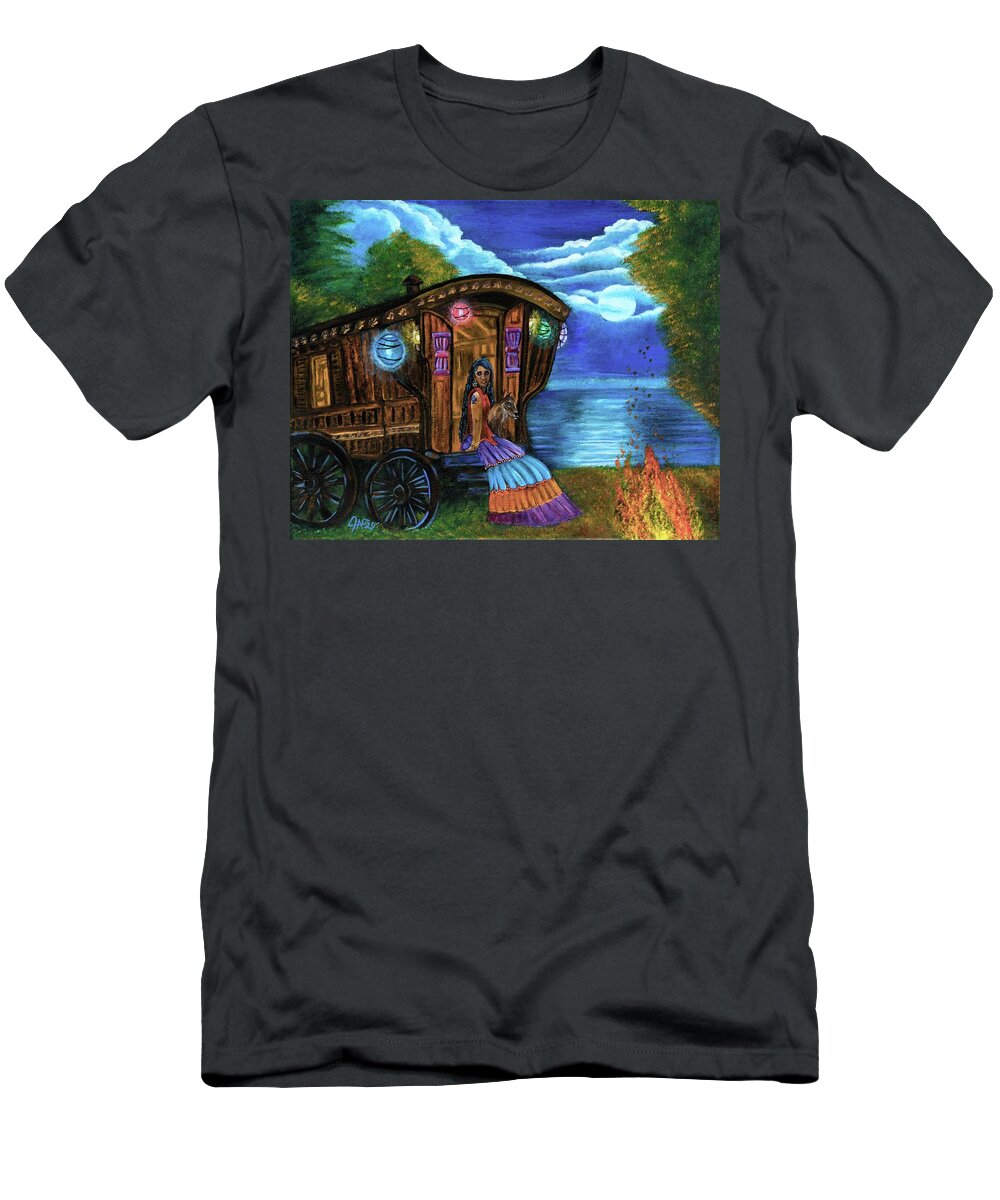 Vardo T-Shirt featuring the painting Vardo Dream Within Her Grace by The GYPSY