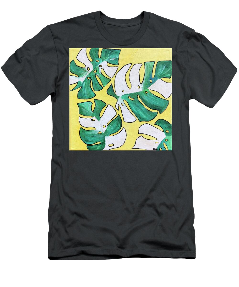 Variegated Monstera T-Shirt featuring the painting Variegated Monstera by Britt Miller