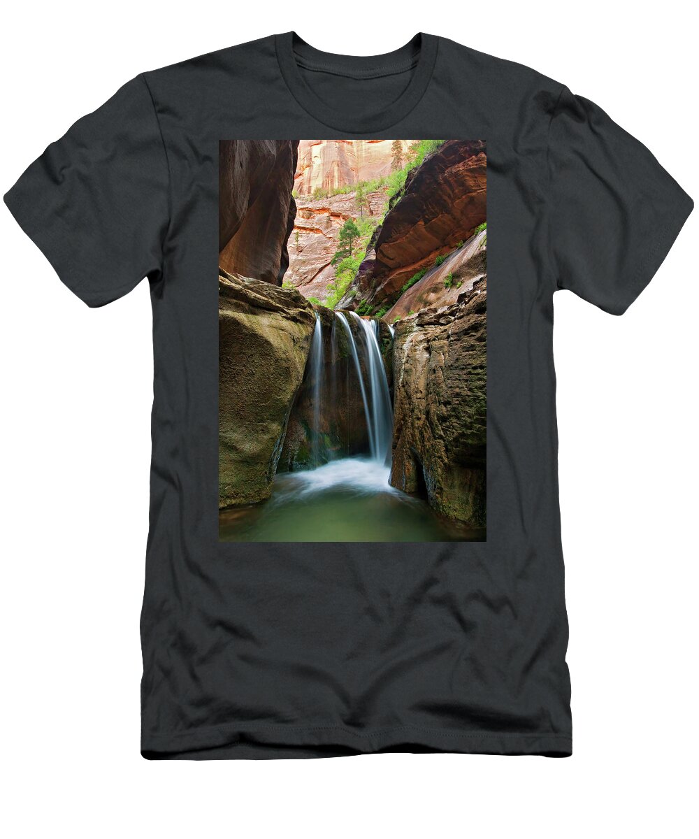Veiled Falls Narrows T-Shirt featuring the photograph Veiled Falls by Wesley Aston
