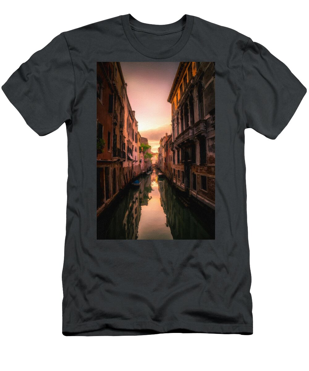 Venice T-Shirt featuring the painting Venice Canal Italy by Tony Rubino