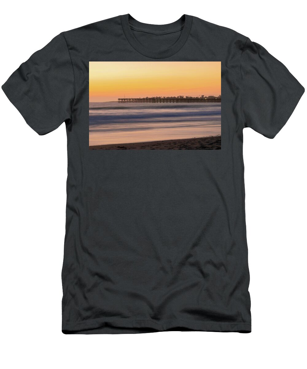 Ventura T-Shirt featuring the photograph Ventura Pier Long Exposure Sunset by Matthew DeGrushe