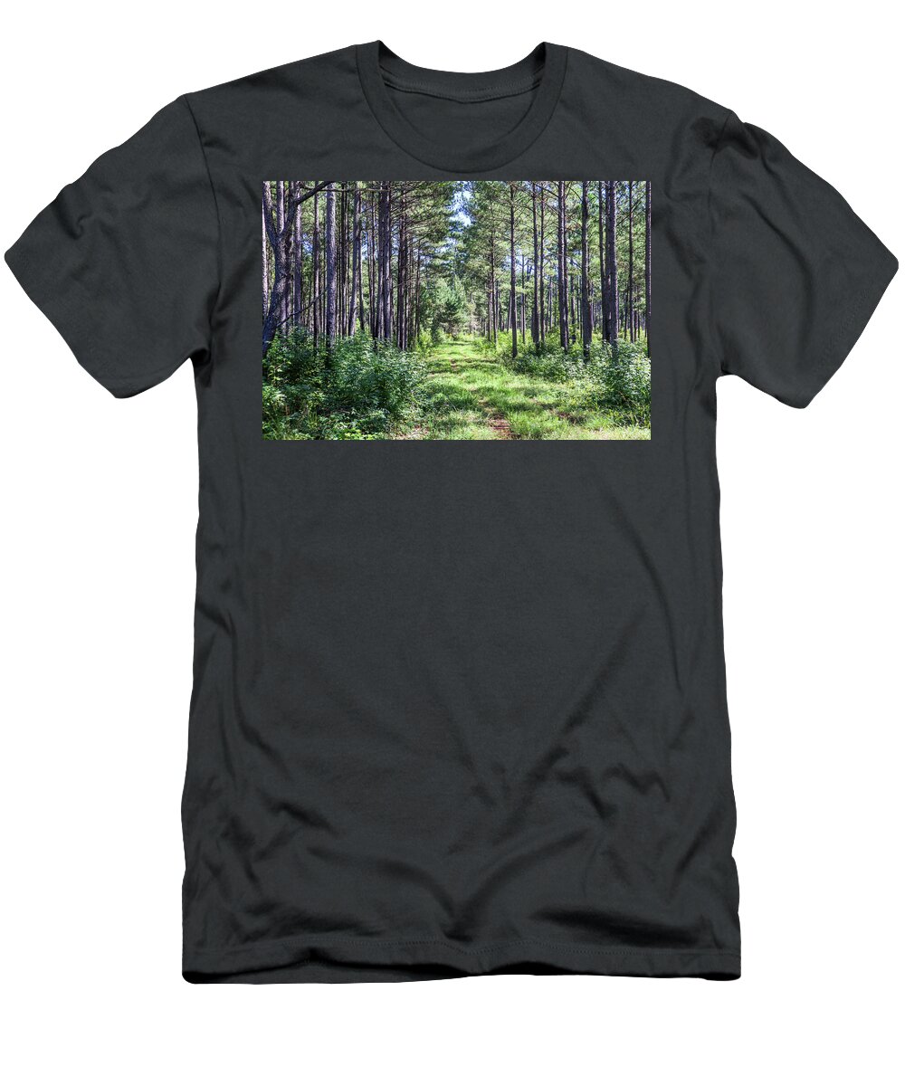 Forest T-Shirt featuring the photograph Very Green Gray Woods by Ed Williams