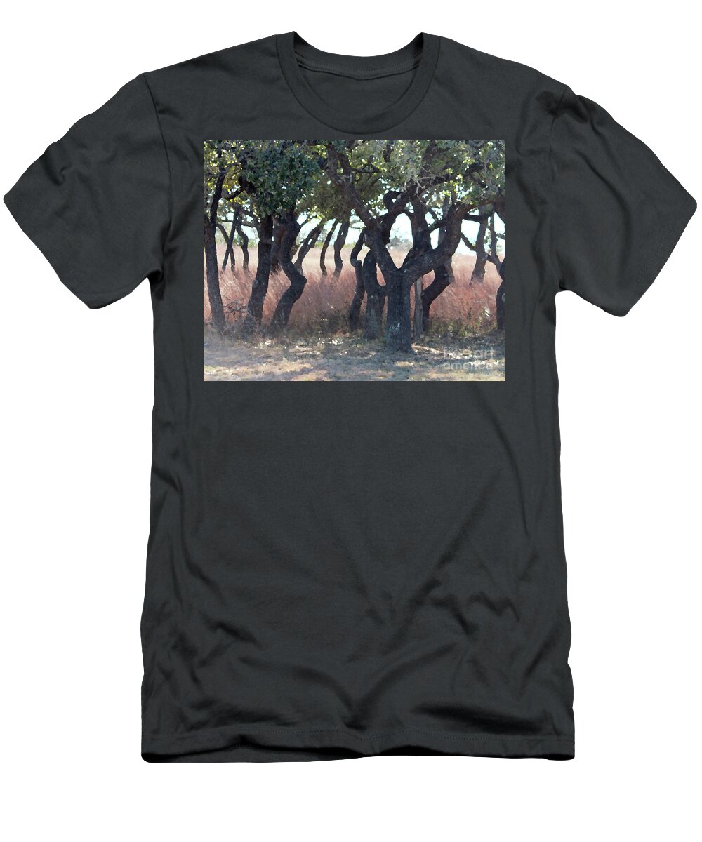 Texas Hill Country Oak Tree Print T-Shirt featuring the photograph Very Slow Dance by Joe Pratt