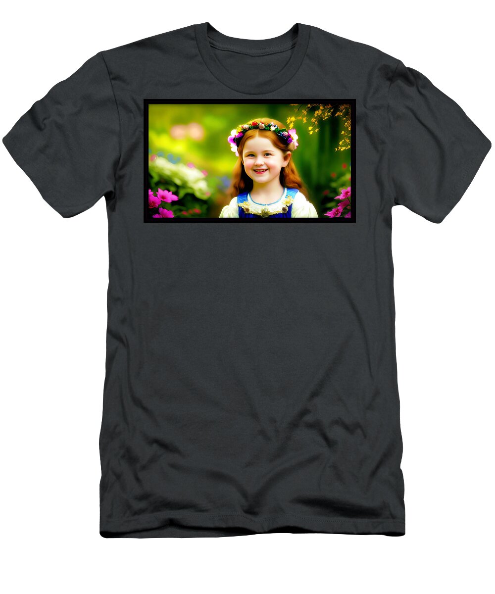 Thomas Kinkade T-Shirt featuring the digital art Victorian Celtic Flower Girl by Shawn Dall