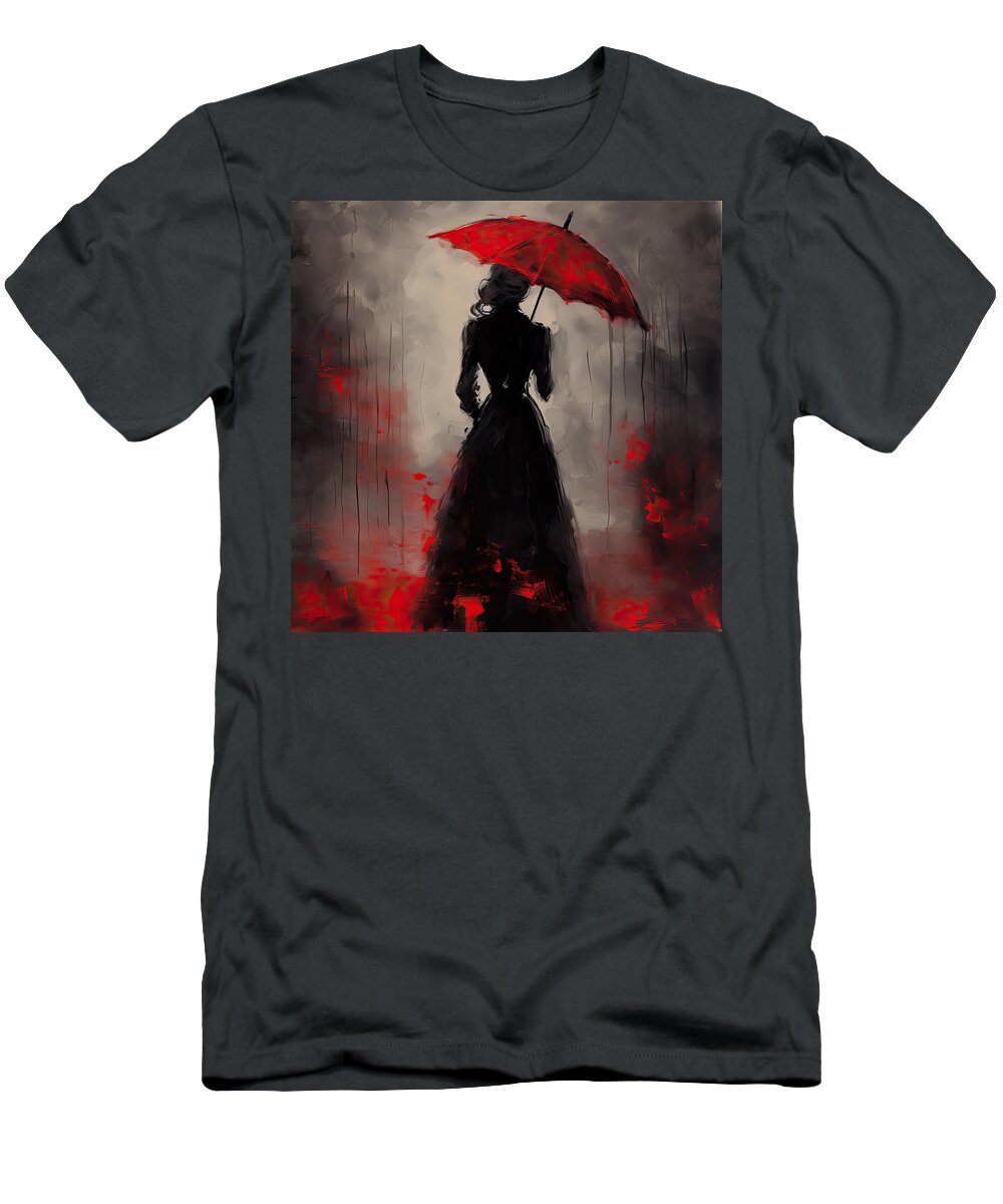 Victorian Lady T-Shirt featuring the digital art Victorian Lady With Parasol by Lourry Legarde