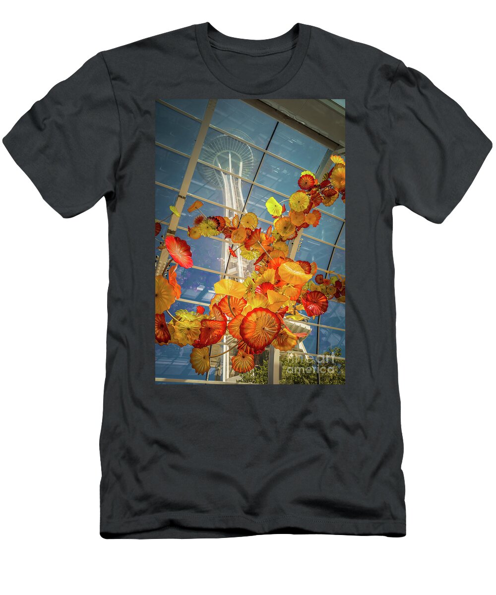 Garden And Glass Museum T-Shirt featuring the photograph View onto Space Needle by Agnes Caruso