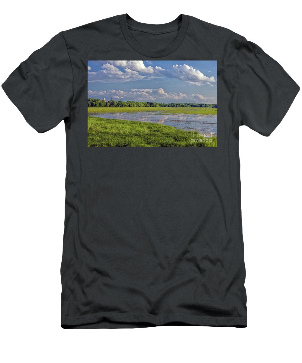 Clouds T-Shirt featuring the photograph View from Old Cedar Bridge in Minneapolis Minnesota by Natural Focal Point Photography