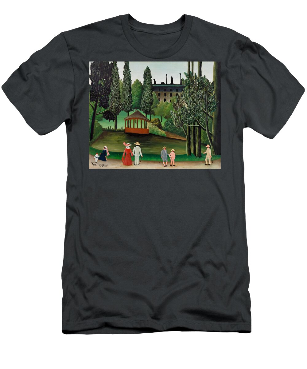 Paintings T-Shirt featuring the painting View of Montsouris Park, the Kiosk by Henri Rousseau
