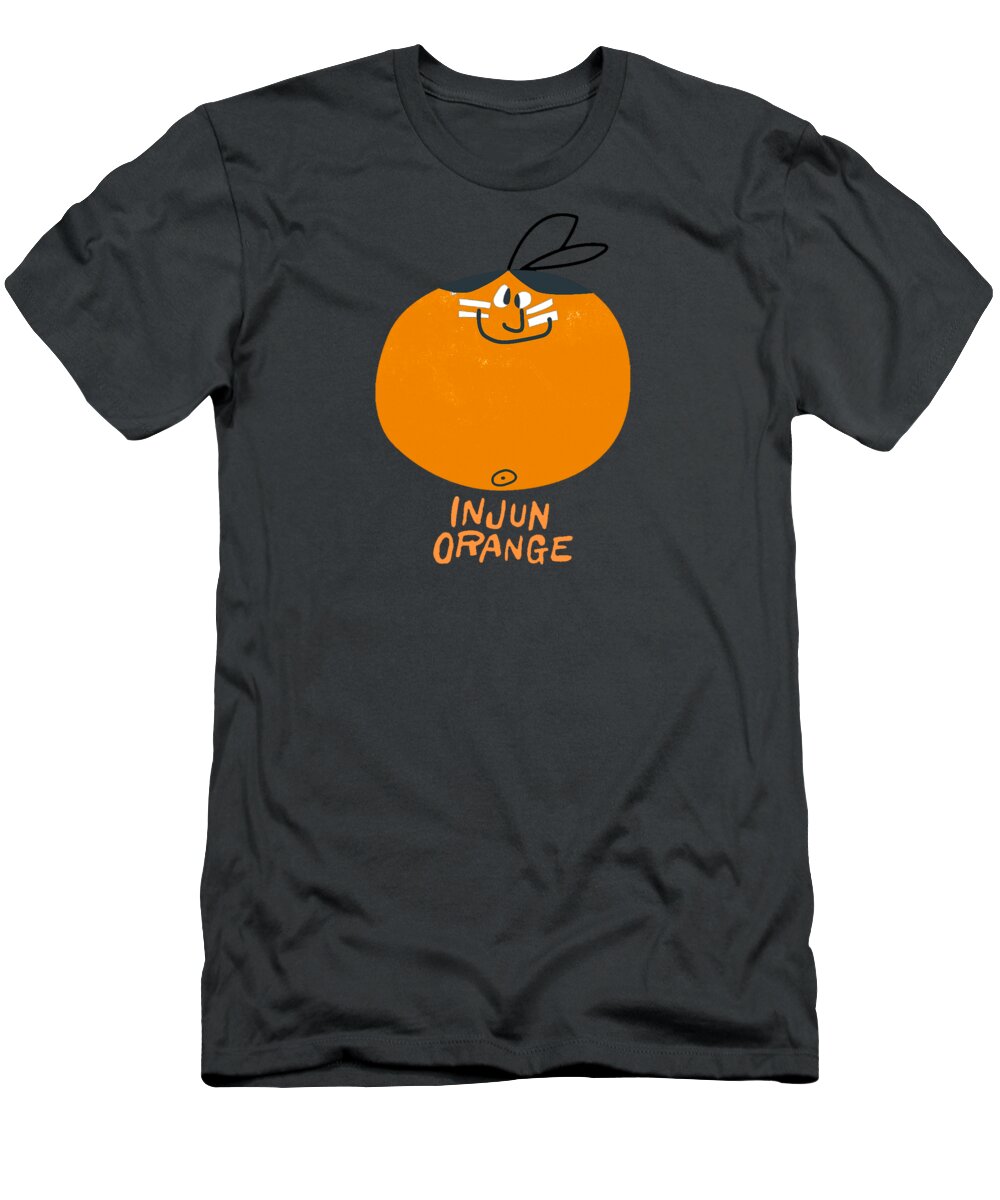 Mascots T-Shirt featuring the digital art Vintage 60s Funny Face Drink Mix Character Injun Orange by Glen Evans