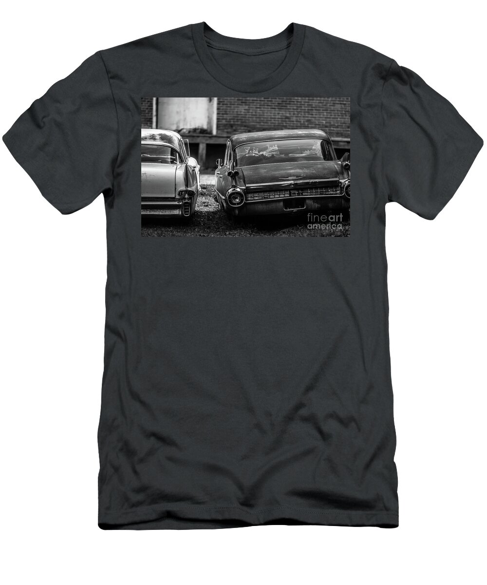 Story Mill T-Shirt featuring the photograph Vintage Cars Story Mill Complex Bozeman Montana by Edward Fielding