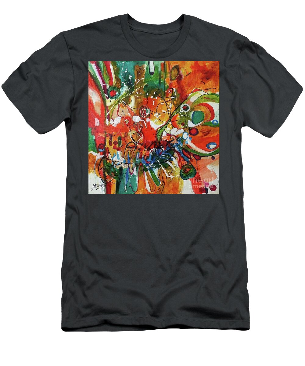 Abstract T-Shirt featuring the painting Vioara cu goarna by Elena Bissinger