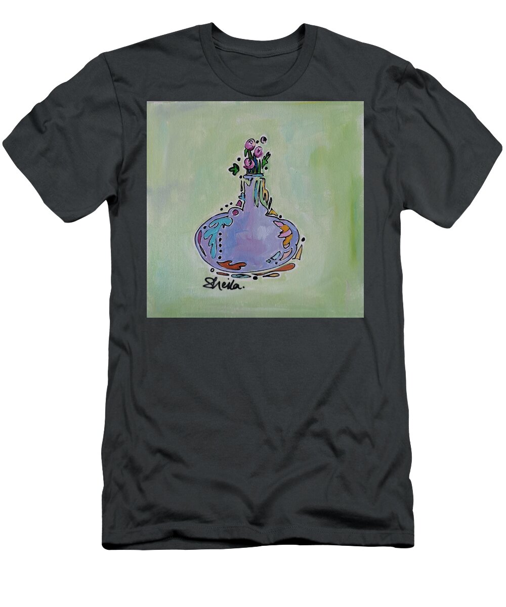 Flowers T-Shirt featuring the painting Violet Bud Vase by Sheila Romard