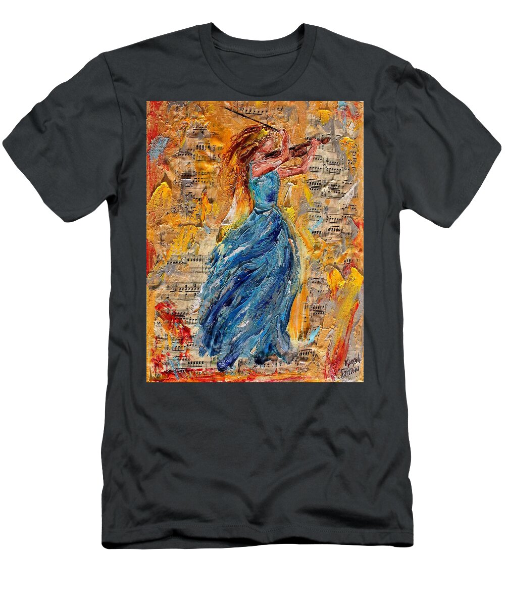 Violin T-Shirt featuring the painting Violin Inspiration by Karen Tarlton