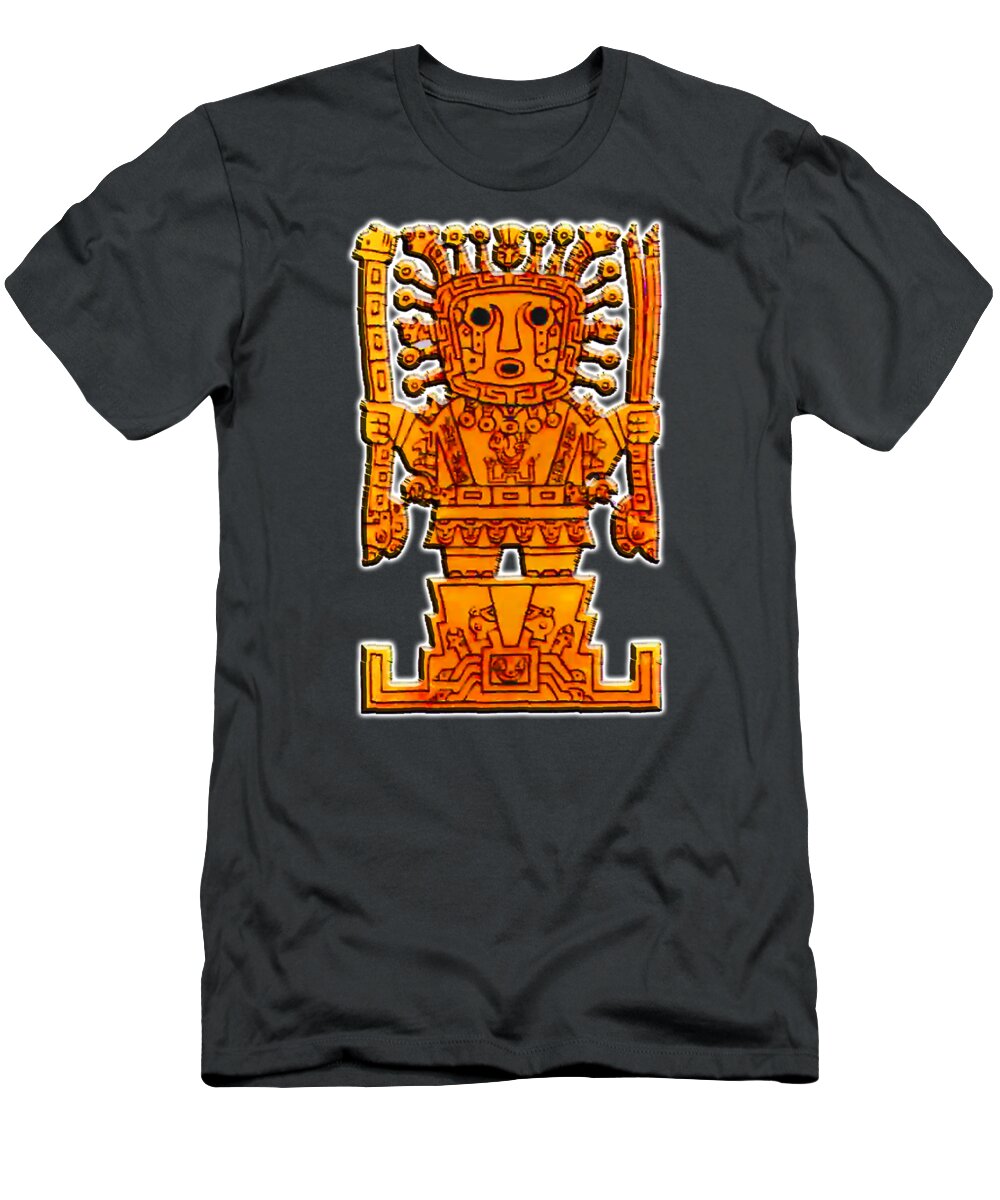 History T-Shirt featuring the digital art Viracocha. God of the sun and of storms. Pre-Inca and Inca mythology. by Tom Hill