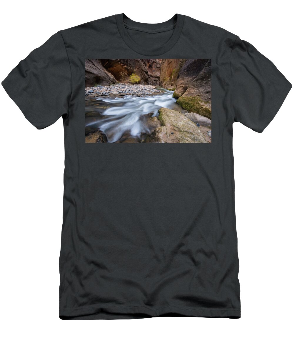 Zion T-Shirt featuring the photograph Virgin River Narrows by Wesley Aston