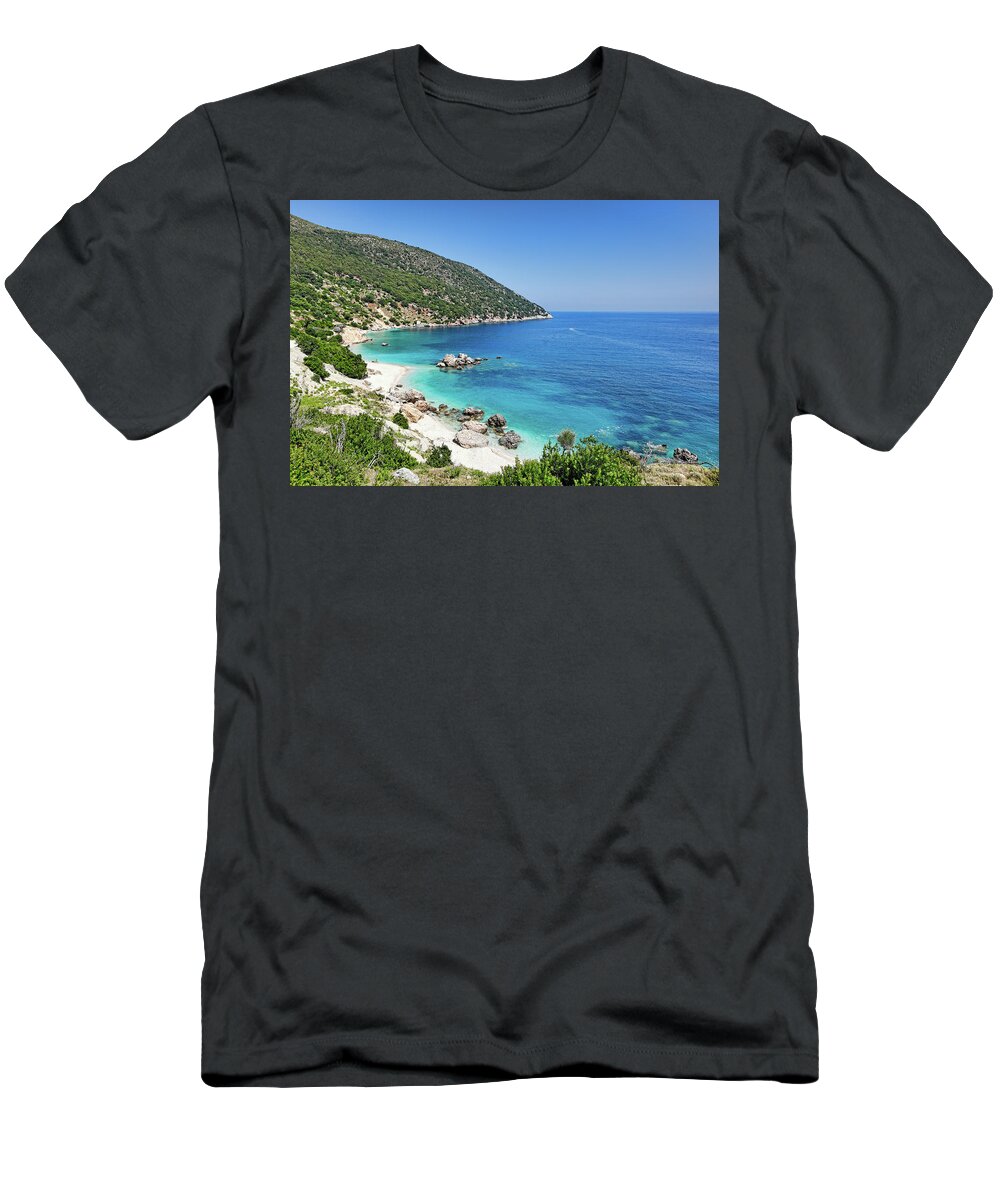 Vouti T-Shirt featuring the photograph Vouti beach in Kefalonia, Greece by Constantinos Iliopoulos