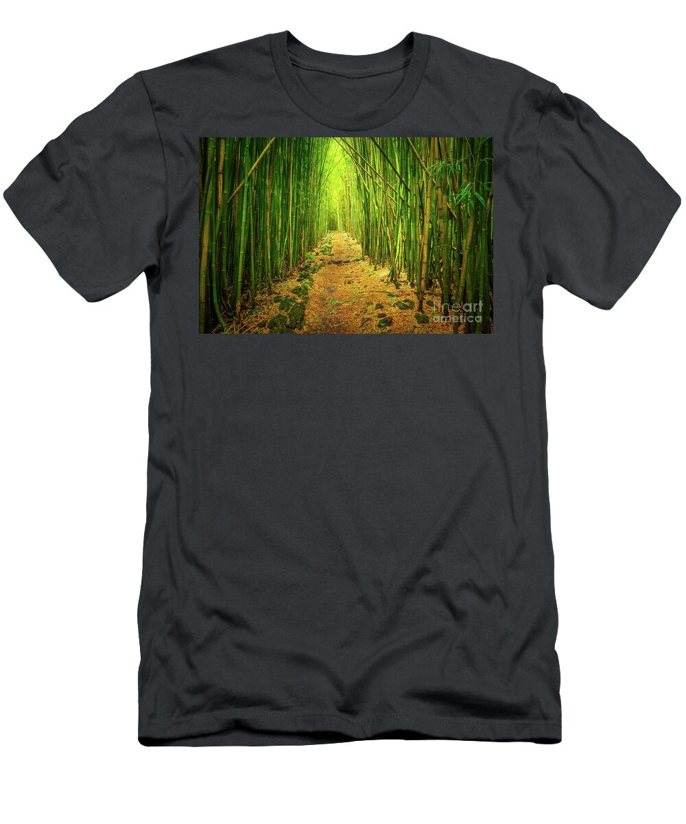 America T-Shirt featuring the photograph Waimoku Bamboo Forest by Inge Johnsson