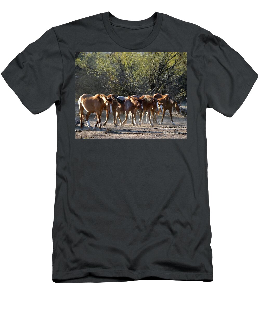 Salt River Wild Horse T-Shirt featuring the digital art Walkin the Walk by Tammy Keyes