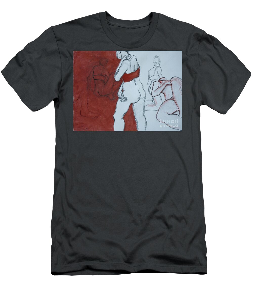 Figure Painting T-Shirt featuring the mixed media Walking Away by PJ Kirk