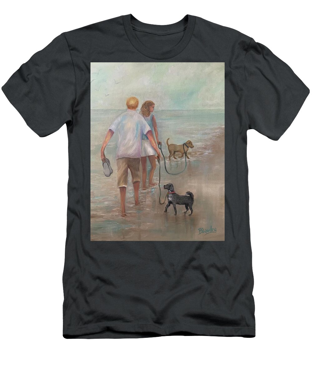 Oil Painting T-Shirt featuring the painting Walking the Dogs by Barbara Landry