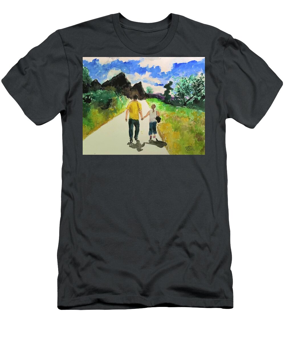 Inspire Me T-Shirt featuring the painting Walking This Path Together by Eileen Backman