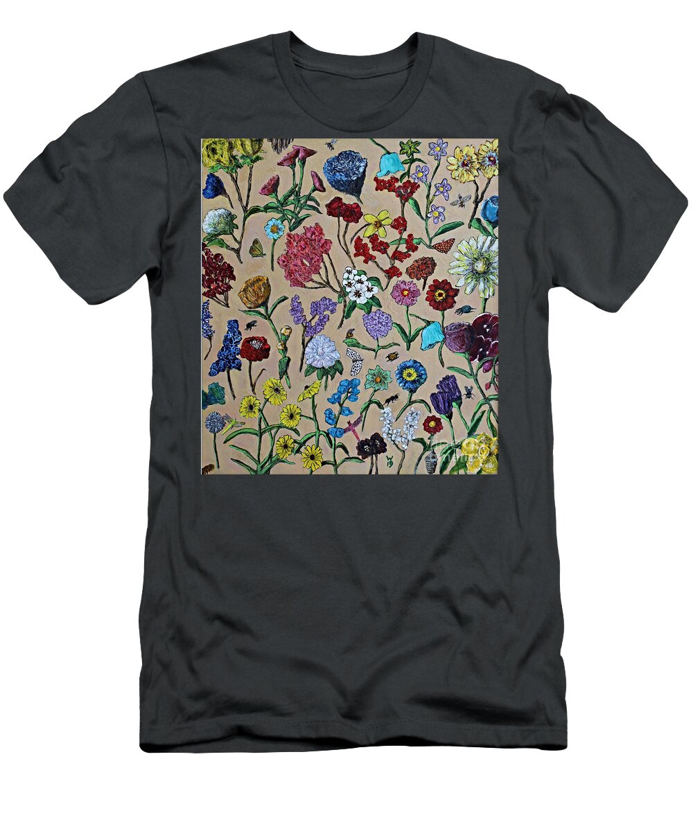 Flowers T-Shirt featuring the painting Wall Flowers by Richard Wandell