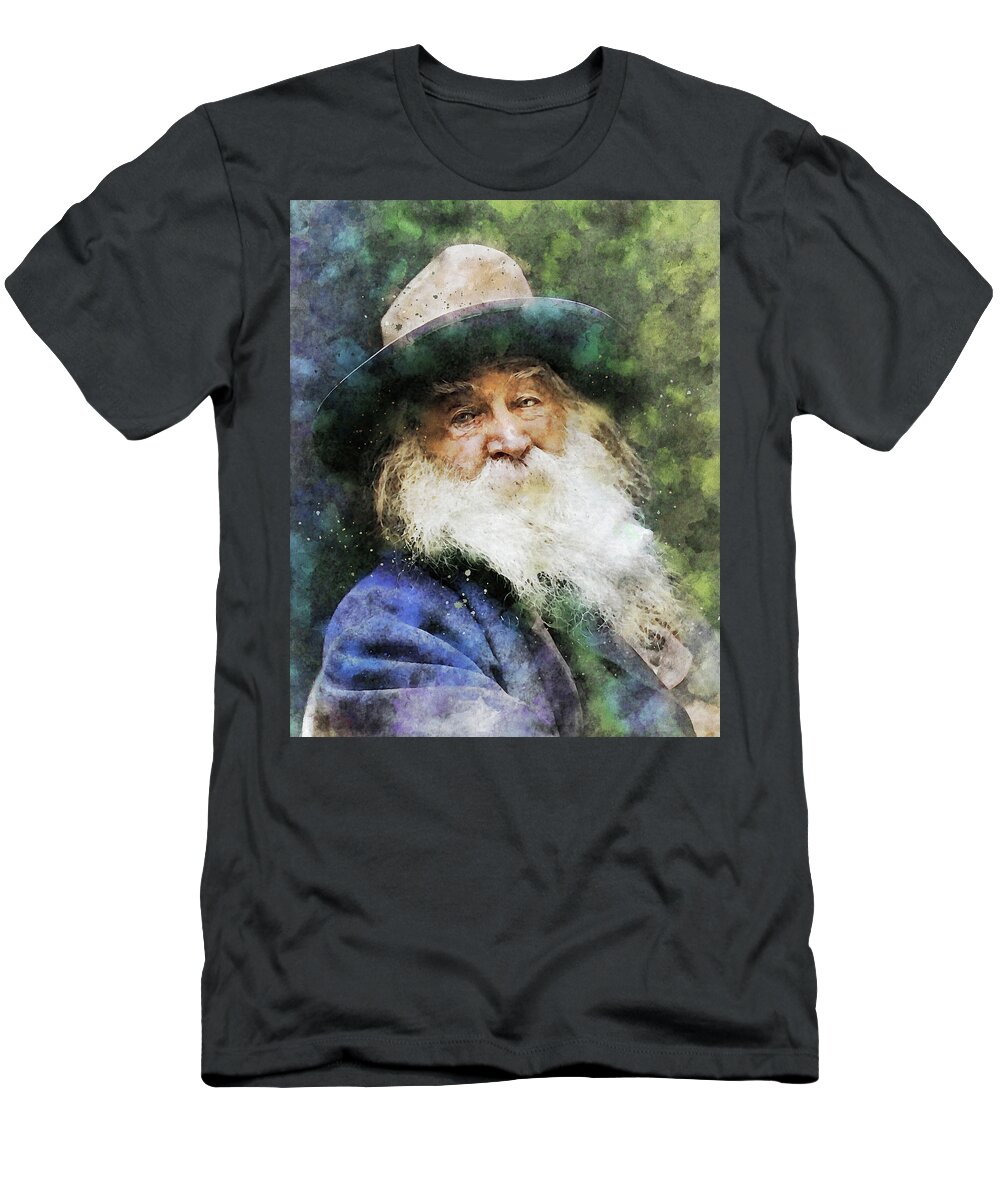 Walt Whitman Watercolor Painting T-Shirt featuring the painting Walt Whitman Watercolor Painting by Dan Sproul