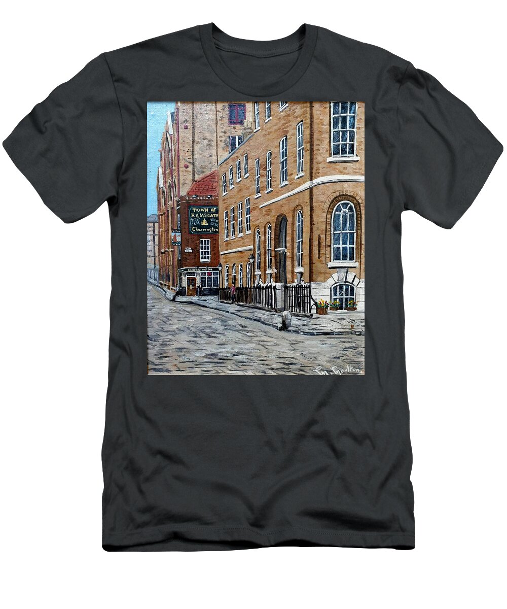 Town Of Ramsgate T-Shirt featuring the painting Wapping High Street, And The Town Of Ramsgate Pub, 1980 by Mackenzie Moulton