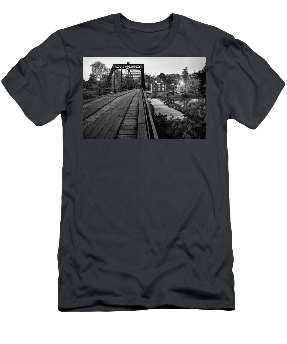 War Eagle T-Shirt featuring the photograph War Eagle Mill and Bridge in Black and White by Gregory Ballos