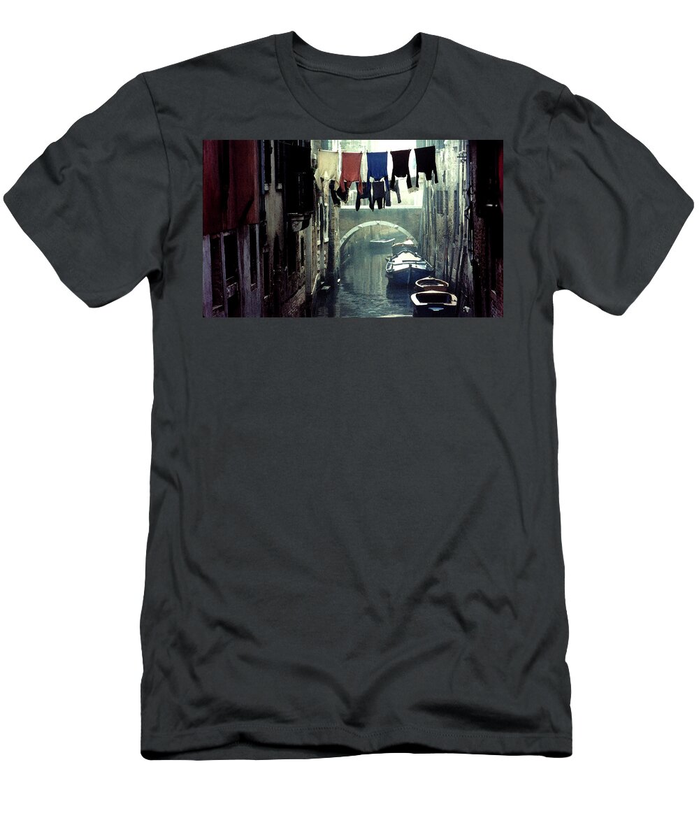 Italy T-Shirt featuring the photograph Washday in Venice Italy by Wayne King