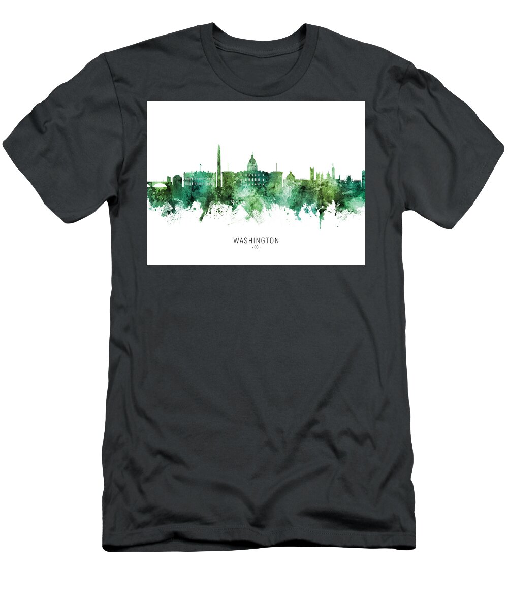 Washington T-Shirt featuring the digital art Washington DC Skyline #12 by Michael Tompsett