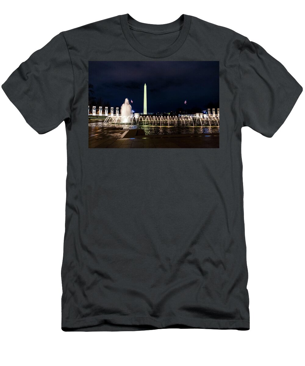 Washington Monument T-Shirt featuring the digital art Washington Monument from the World War II Memorial by SnapHappy Photos