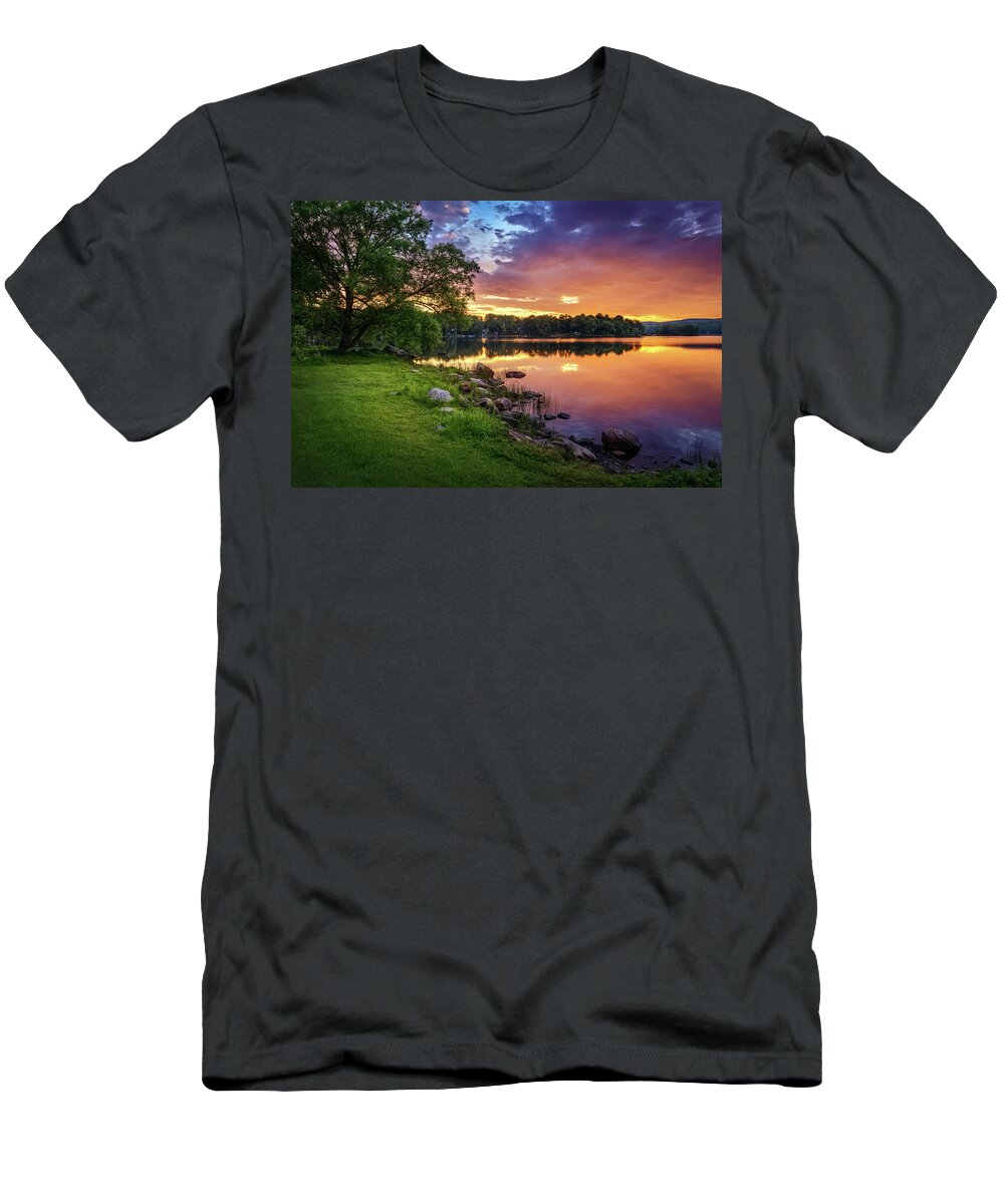 Maine T-Shirt featuring the photograph Wassookeag Lake Sunrise 34a3802 by Greg Hartford