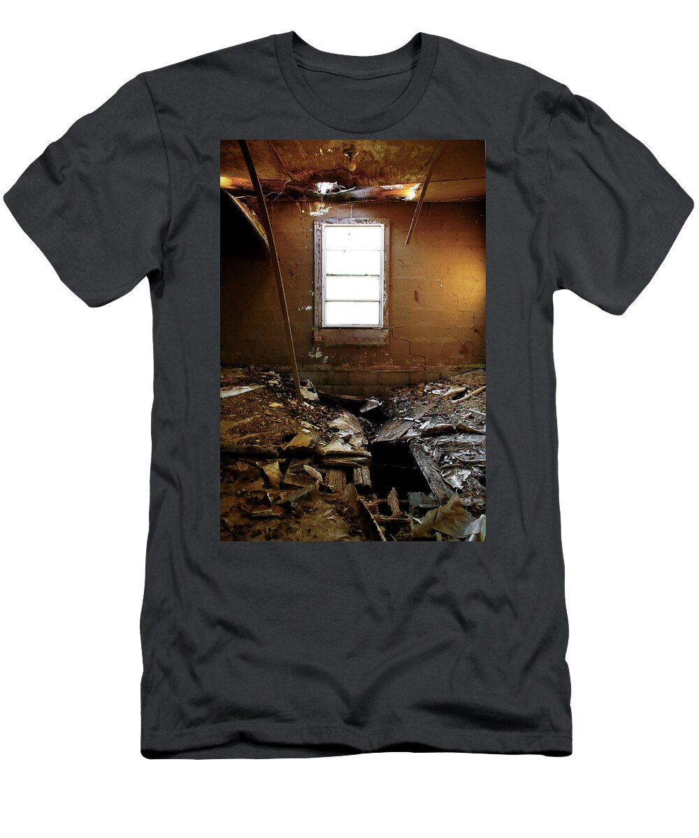 Abandoned Places T-Shirt featuring the photograph Watch your step by Eyes Of CC