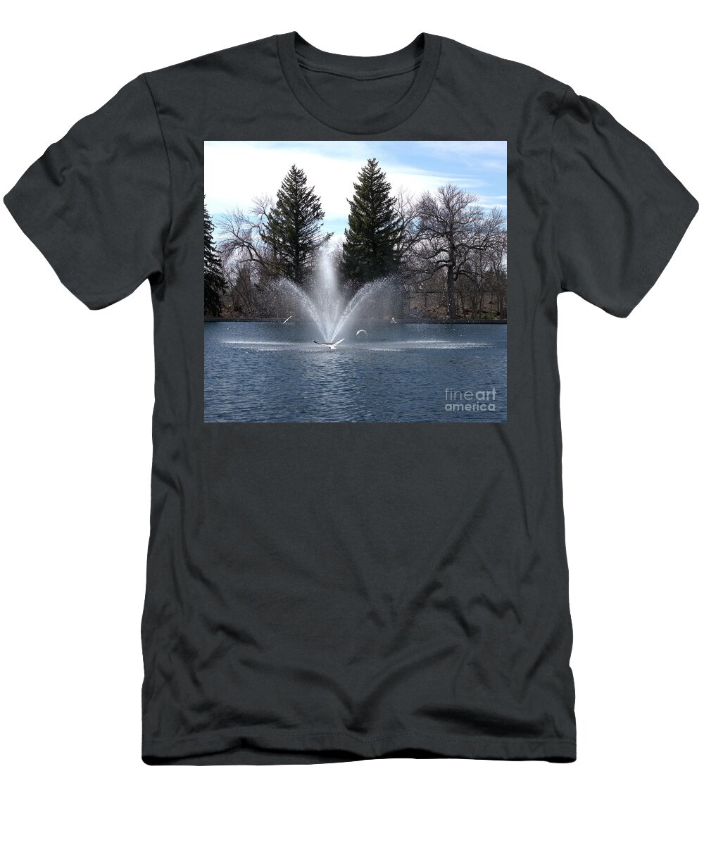 Water T-Shirt featuring the photograph Water fronds and Gulls by Kae Cheatham