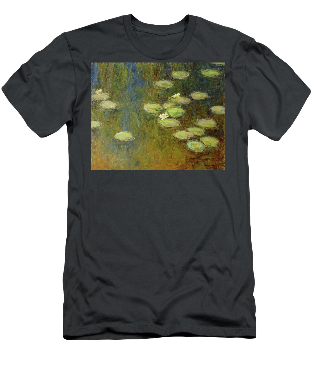 Waterlelies T-Shirt featuring the painting Water Lilies nr. P005 by Pierre Dijk