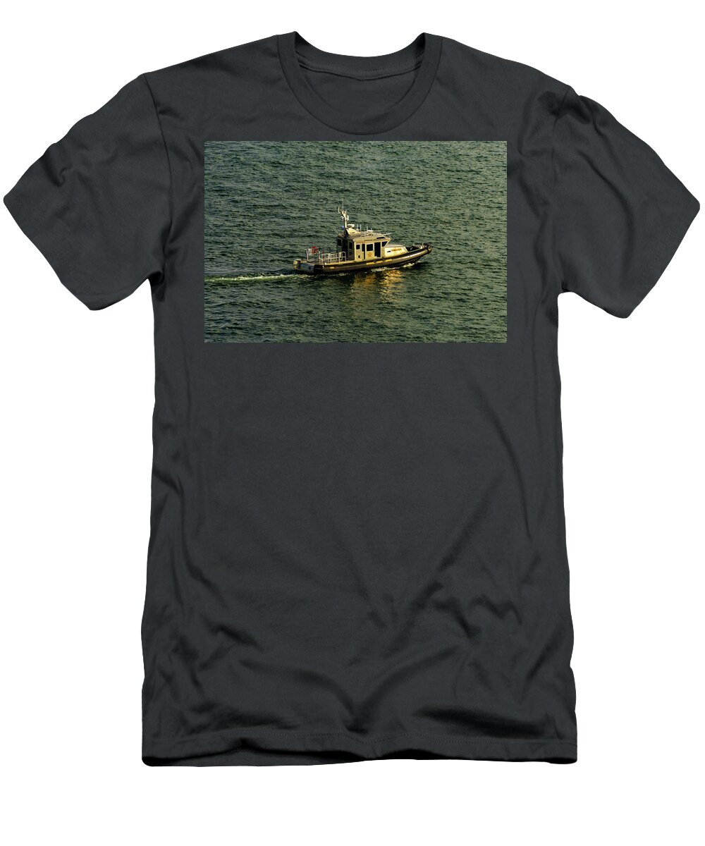 Water; Landscape; Boats; Color T-Shirt featuring the photograph Water Patrol by AE Jones