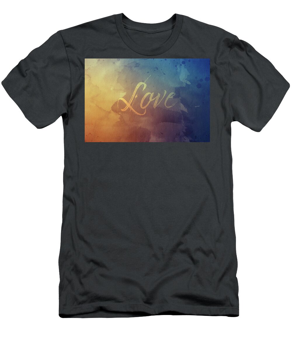 Watercolor T-Shirt featuring the digital art Watercolor Art Love by Amelia Pearn