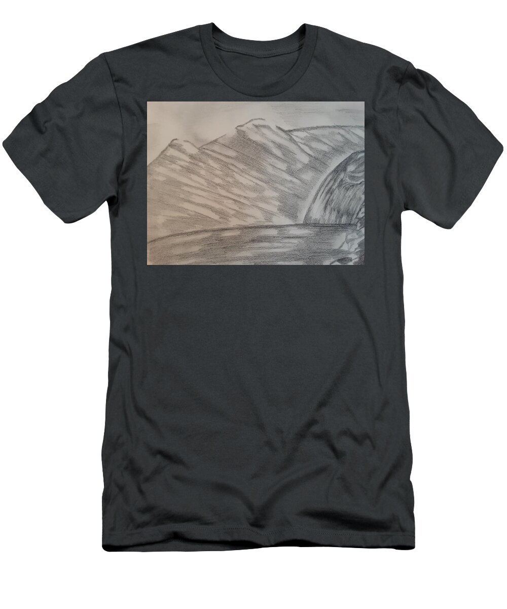 Mountains T-Shirt featuring the drawing Waterfall Beauty by Tina Marie Gill
