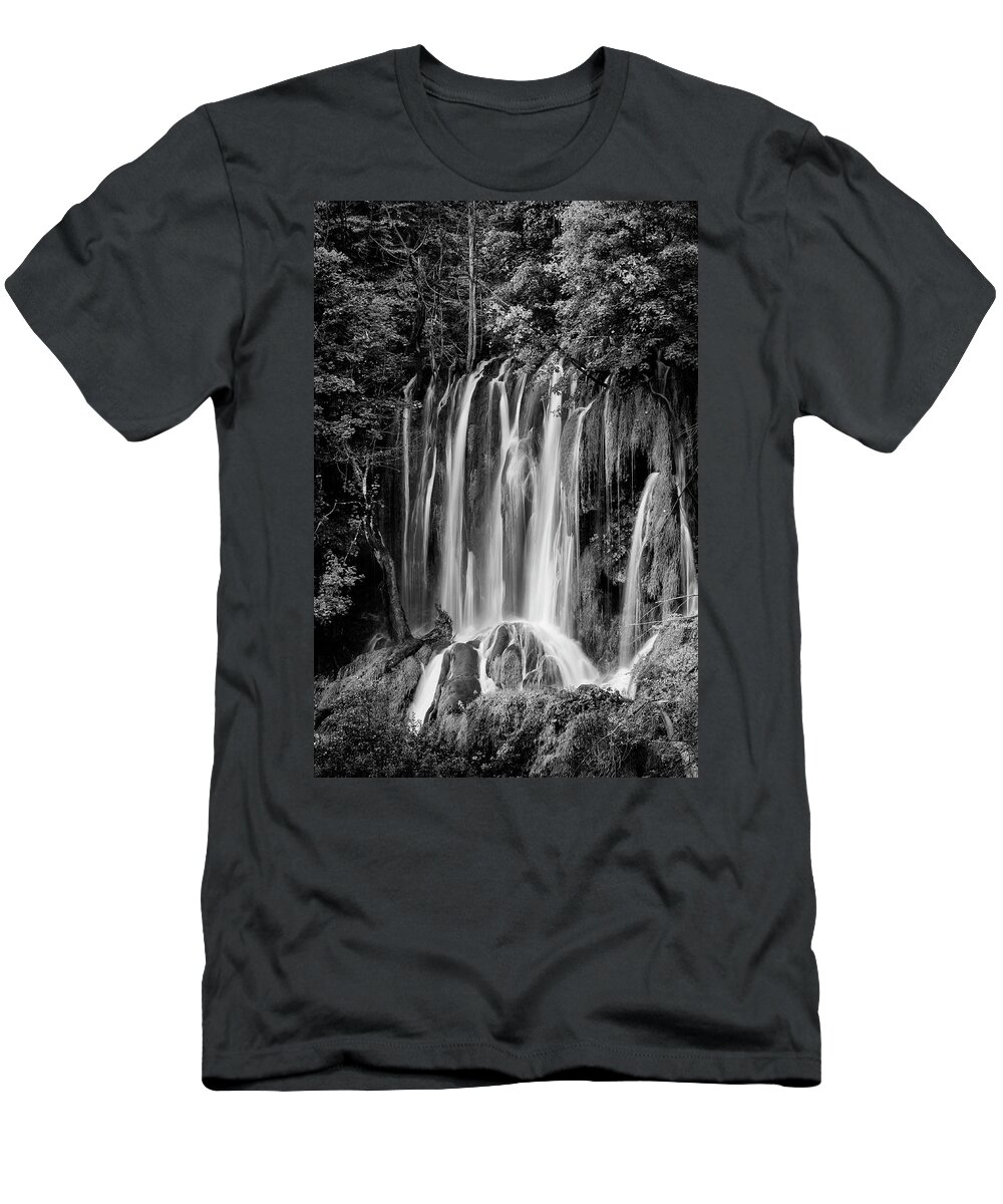Waterfall T-Shirt featuring the photograph Waterfall In Black And White by Artur Bogacki
