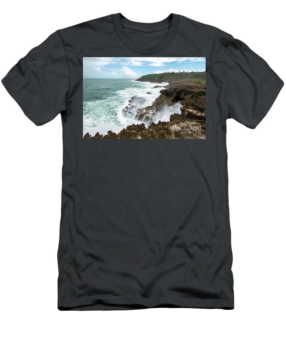Parque T-Shirt featuring the photograph Waterfall Waves at Parque nacional Cerro Gordo, Puerto Rico by Beachtown Views